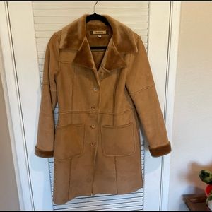 bebe coat, camel color faux shearling, excellent used condition